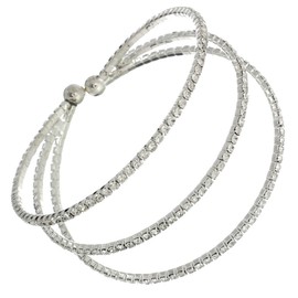 Rosemarie Collections Rhinestone Style Silver Color Triple Cuff Bracelet (Silver Tone)