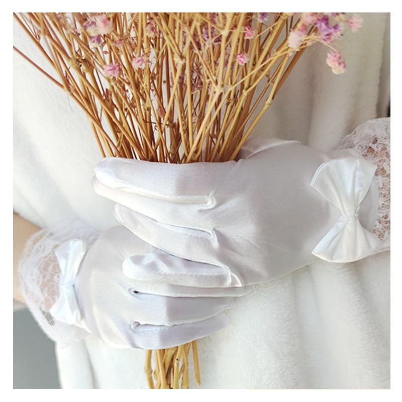 Cirsaeur Women's Wedding Gloves, Thin, Short, Lace, Silk, Stylish, Bride,
