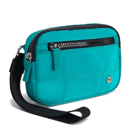 Haytijoe Nylon Wristlet Wallet for Women, Quilted RFID Blocking Lightweight Wristlet Purse with Zipper for Travel, Phone, Cards