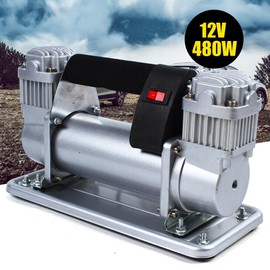 Universal Air Compressor, Portable 150PSI Heavy Duty Metal Dual Cylinder Pump Air Compressor Tire Inflator, for Car, Bicycle, Motorcycles and Ball