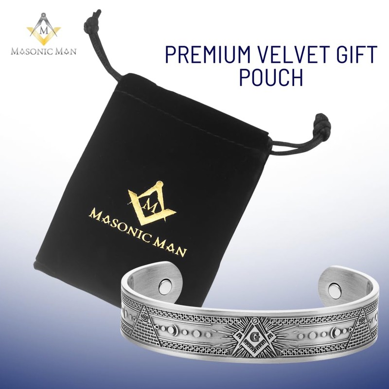 MasonicMan Masonic Men's Pure Copper Magnetic Adjustable Bracelet Bangle