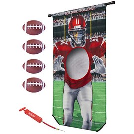 GoSports Red Zone Challenge | Includes Universal Door Frame Tension Rod, 4 Inflatable Footballs and Ball Pump, Multi