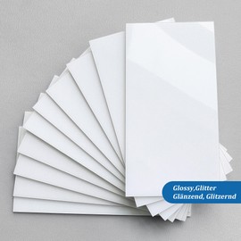 M MOFIT Subway Tile Peel and Stick Backsplash for Kitchen Polished,Individual Tile Stickers Large Wall Tiles Waterpoof Bathroom CM 10x20(White 23 PCS)