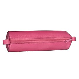 Alassio 43144 Real Leather Pencil Case Pink Pencil Case Approx. 21 x 6 cm Round Pencil Case for Writing Instruments Pencil Case with Zip