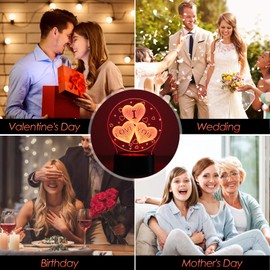 ASANMU 3D Illusion Lampe Geschenke für Kinder, 3D Herz Nachtlichter Ich Liebe Dich 3D Licht Lampe 16 Farben mit Fernbedienung Illusion Lampe Romantische Geburtstagsgeschenk für Mama Freundin Frau