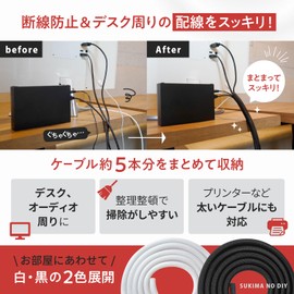 Hide Cables and Organize Your Cables: Wiring Covers (White) Hide Wires, Cable Cover, Outlet Cover, Desk, Audio, Around PCs, 9.8 ft (3 m)