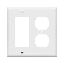ENERLITES Combination Duplex Receptacle Outlet/Decorator Rocker Light Switch Wall Plate Cover, Standard Size 2-Gang 4.50" x 4.57", Polycarbonate Thermoplastic, UL Listed, 882131-W, White
