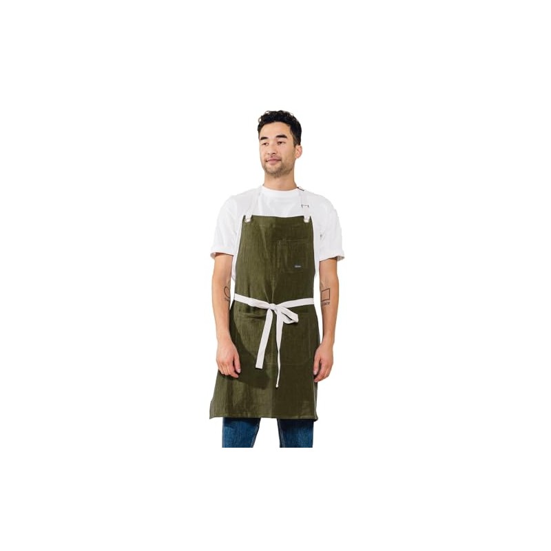 Caldo Linen Kitchen Apron for Cooking- Mens and Womens Linen