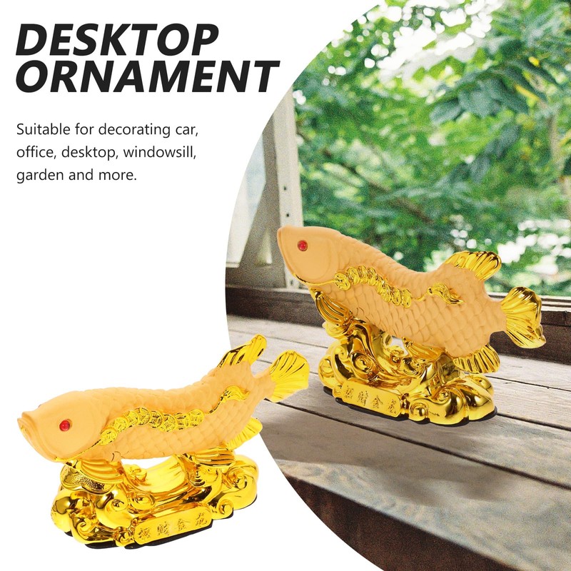 GANAZONO Feng Shui Wealth Arowana Fish Lucky Fish Statue Figurine
