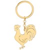 RAIDIN Stainless Steel 18K Gold Plated Hen Rooster Chicken Keychains Keyring Gifts for Women Girls Car Purse Keys Charms (Gold-Rooster)