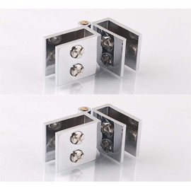 Drenky 2 PCS 90 Degree Glass Door Clip Clamp Hinge No Drilling Glass to Glass Hinge for Glass Thickness 5mm - 8mm