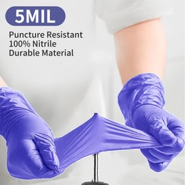 SUKKI Nitrile Disposable Gloves 5Mil,100 Pcs Heavy-Duty Exam Gloves, Latex-Free & Powder-Free Food Safe, Purple Gloves Cleaning
