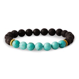 PYOR Turquoise Lava Beads Bracelets Reiki Healing Natural Gemstones Crystals Bead Jewelry Positive Chakra Crystal Wealth Stone Prosperity Good Luck Charm Bracelets Gem Energy Generator Gifts Spiritual