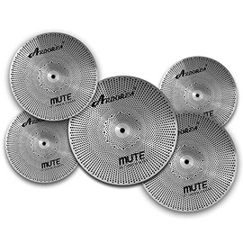 Arborea Mute Cymbal Low Volume Cymbal Pack Silver High Quality Splash Cymbal Crash Cymbal 14'hihat+16"crash+18'crash+20"ride 5Pcs For Practice