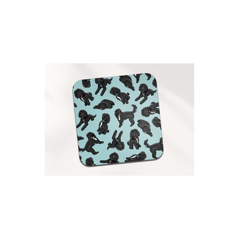 Black Tuxedo Cockapoo Square Coaster - Spaniel Poodle Puppy Pets