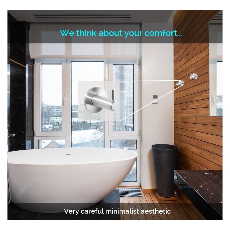 Kon-fort Home Towel Hook, 2 Pack Bathroom Hooks Brushed Steel,