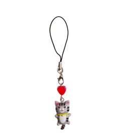 Kobeleen Cute Cat Pendant Phone Chain Strap Heart Charm Keychain Phone Lanyard Resin Keychain Bag Backpack Ornament Party Jewelry