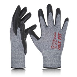 DEX FIT Nitrile Work Gloves FN330, 3D-Comfort Stretchy Fit, Firm Grip, Thin & Lightweight, Touch-Screen Compatible, Durable, Breathable & Cool, Machine Washable; Grey 10 (XL) 1 Pair