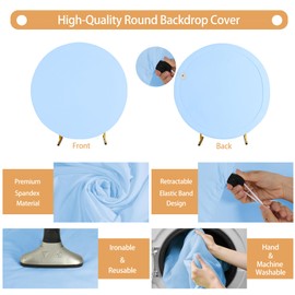 Gallety 7.2 FT Baby Blue Round Backdrop Cover for 5 to 7.2ft Round Backdrop Stand - Adjustable Circle Arch Backdrop Cover for Wedding Arch Birthday Themed Parties Photography Decoration