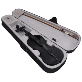 vidaXL Full-Size (4/4) Violin Set - Includes Bow, Chin Rest, and Soft Carrying Case Suitable for Beginners and Amateurs - Basswood Instrument with Synthetic Fiber Bow - Black Color