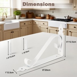 Ouvin Decorative Wall Shelf Brackets 4 Pack 8inch Heavy Duty L Corner Brace White Shelf Support Floating Metal Brackets with Screws (200 mm/8 inch) White