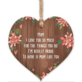 Love You Gifts | Wooden Heart For Mum's | Fridge Magnets | Hanging Gifts For Mum | Wooden Keepsake Sign Gifts | Anniversary Birthday Mothers Day Hearts