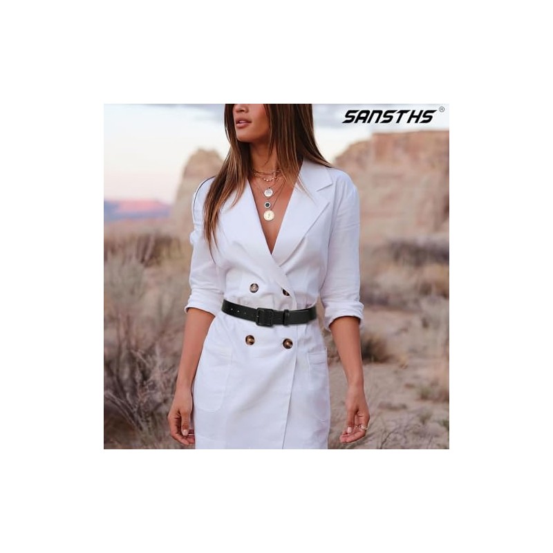 SANSTHS Women’s Leather Belts for Jeans Pants Dresses Fashion Ladies