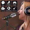 Micrófono para PC con Soporte Micrófono Condensador Semiprofesional con Tripié,