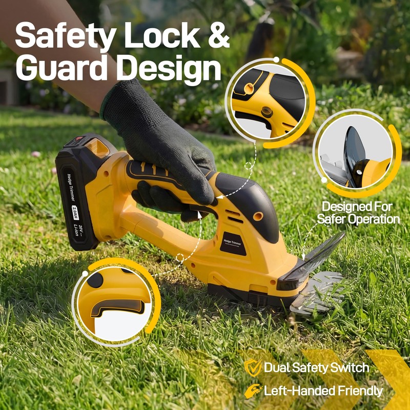 OFISPEED 20V Electric Hedge Trimmer Cordless, 2-in-1 Handheld Grass Trimmer