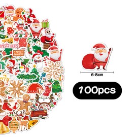 Jagowa Merry Christmas Waterproof Vinyl Stickers - 100pcs Xmas Labels & Tags for Gift Decorations
