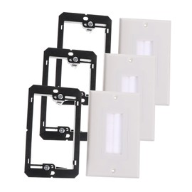 SHINEOFI 3pcs Brush Wall Plate with Low Voltage Mounting Brackets Decorative Gang Cable Pass Through Insert for Professional Wiring Easy Installation Exposure