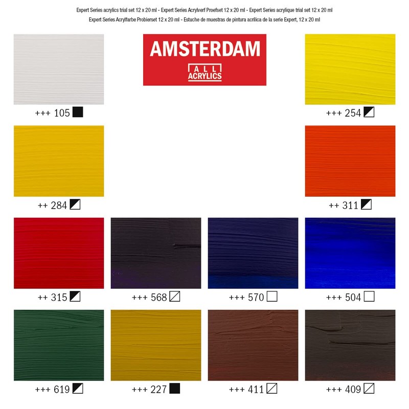 Amsterdam Expert Series Acrylic Paint Set, Sample Set (12 x