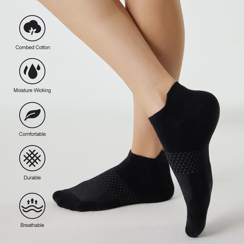 CS CELERSPORT 5 Pairs Women's Ankle Running Socks Cushioned Athletic