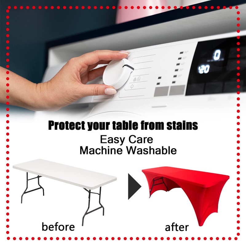 Dololoo Stretchable Tablecloths 6ft for Rectangle Tables with Open Back,