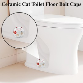 2 Pcs Ceramic Cat Toilet Bolt Covers, Toilet Floor Bolt Caps Screw Cover for Bathroom Decor, Mini Coin Piggy Bank, Cute Animals Themed Gadgets Decorative Bowl Caps