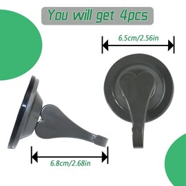 DRHYO 4Pack Heart Shape Suction Hooks, Vacuum Suction Cup Hooks, Removable and Reusable Hooks for Travel, Suction Cup Holds for Kitchen Bathroom Door Window,Grey