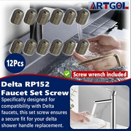 12 Pcs RP152 Faucet Set Screw Replacement for Delta Faucet Plumbing Replacement Parts - Screw Wrench Included