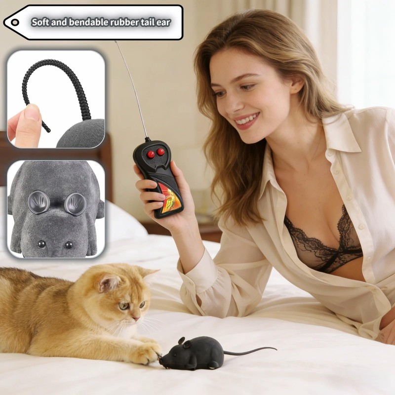 Remote Control Mouse Cat Toy, Realistic RC Interactive Pet Toy