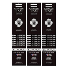 GONESH Black Stinger Incense Sticks 3 Pack 60 Sticks
