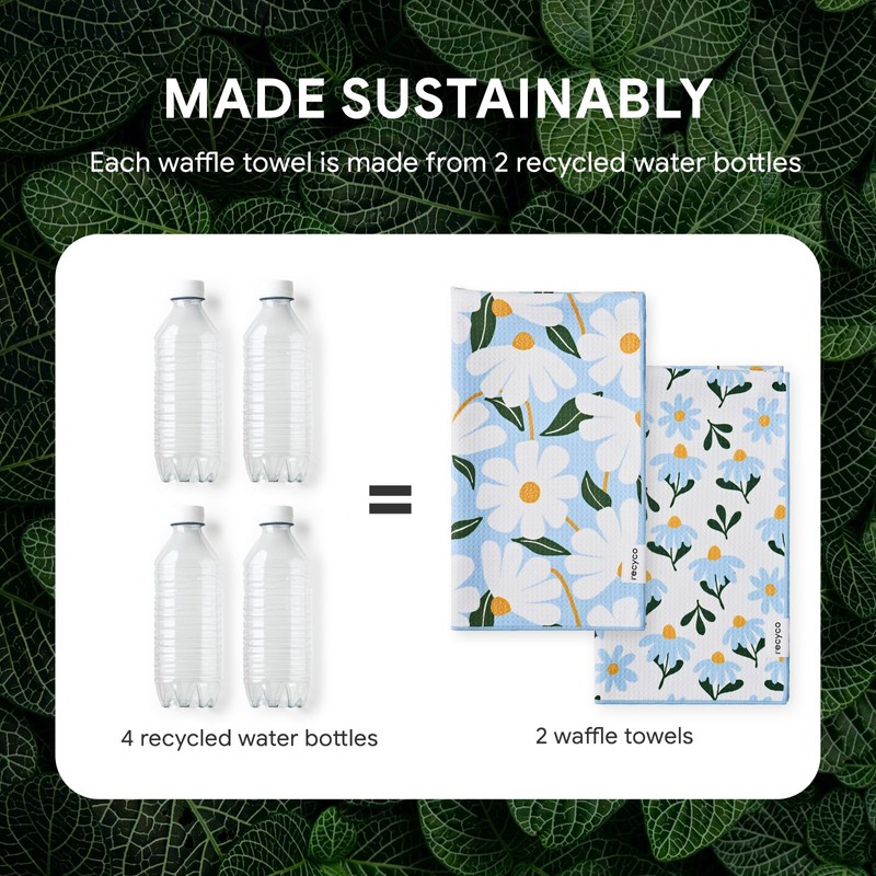 RECYCO Waffle Kitchen Towel Set of 2 - Quick Dry
