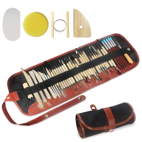 46 Pcs Pottery Tools Clay Sculpting Tool Set with 48
