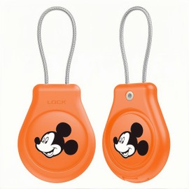 Mouse Ears AirTag Case, AirTag Case, Key Chain Type, Wire Ring Strap, For Luggage, Backpacks, Keys, Dustproof, Dirt-Resistant, Fall Prevention, Protective Case for AirTag (Dynamic Orange)