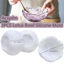 3PCS Flower Bowl Resin Mold,Acxydm Unique Lotus Bowl Silicone Mold,3D Container Storage Mold for Jewelry Candle Holder, Silicone Molds for Resin,Concrete Molds Succulent Pot Makeup Organizer