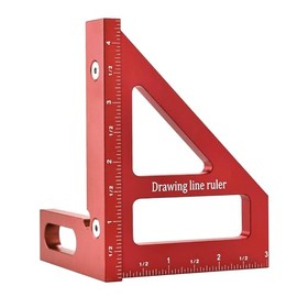 Takelablaze Imperial 3D Multi-Angle Measuring Ruler 45/90 Degree Woodworking Square Protractor Aluminum Alloy Miter Triangle Ruler Measuring Tool for Woodworking, Engineering and Construction, Red