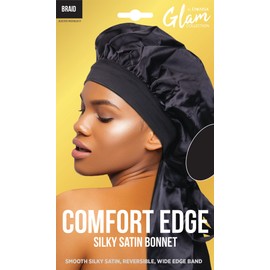 DONNA Comfort Edge Reversible Silky BRAID Satin Bonnet for Women Silk Bonnet for Sleeping Satin Bonnet1PC, MIDNIGHT COLOR