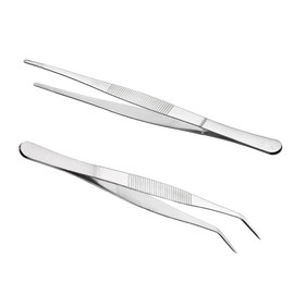 Curved Tweezers Long Straight Tweezers 25 cm Blunt Tweezers Stainless Steel Professional Non-Slip Angled Tweezers for Water Pets, Corals, Crafts, Plant Shoots Repair (Pack of 2)