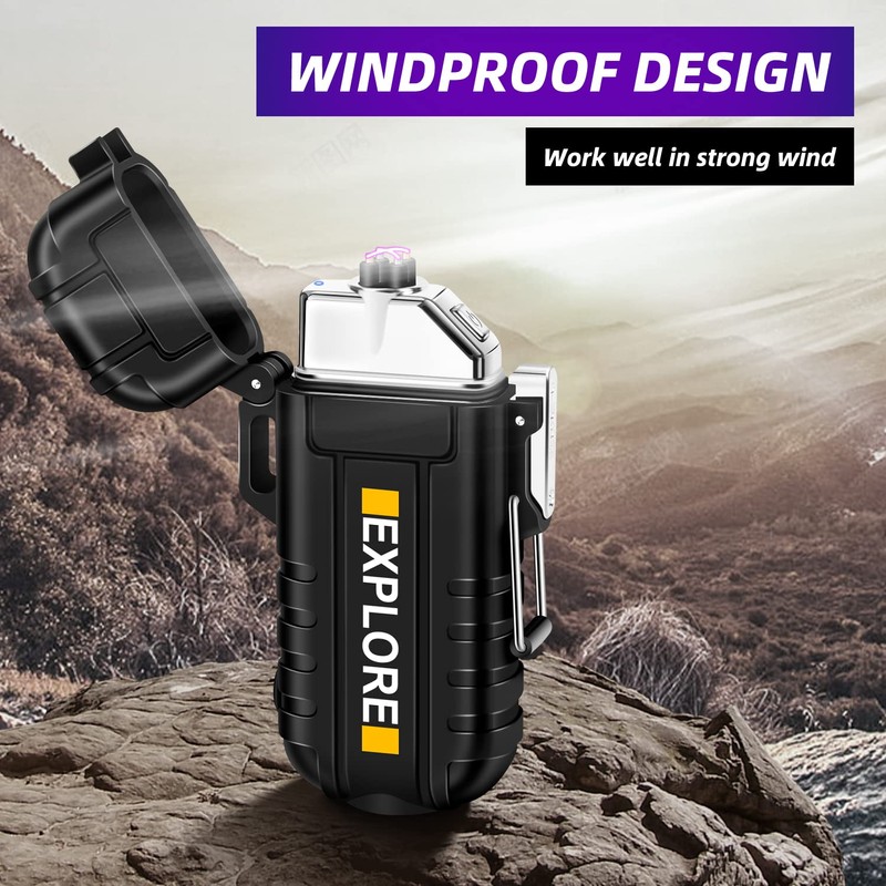 LcFun Waterproof Electric Dual Arc Lighter USB Type C Rechargeable