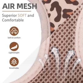 PUPTECK Dog Harness and Leash Set for Small Medium Dogs No Pull Step-in Soft Mesh Puppy Cat Vest Harnesses Reflective at Night, Brown Leopard Print, S