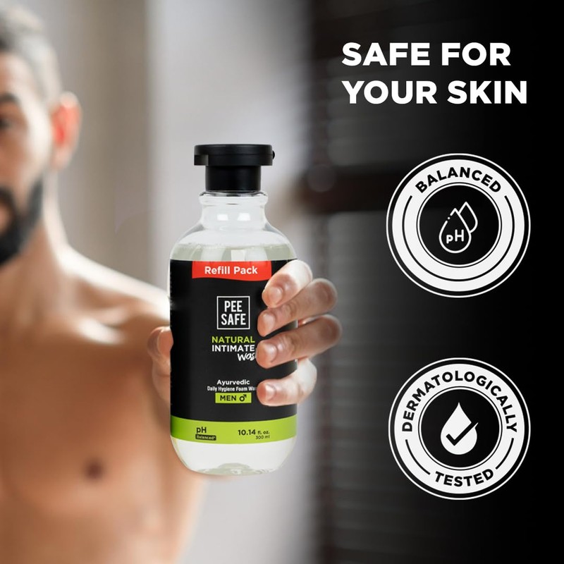 Pee Safe Intimate Wash Men 300ml refill pack with 100