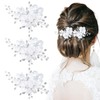 Paotxpum 3 PCS Pearl Flower Wedding Hair Clip Rhinestone Bridal